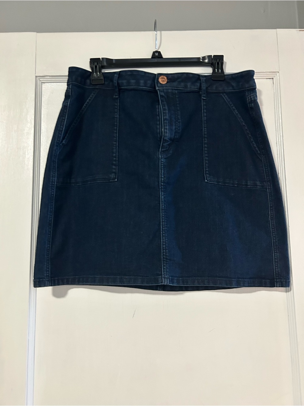 LOFT Dark Blue Denim A-Line Mini Skirt